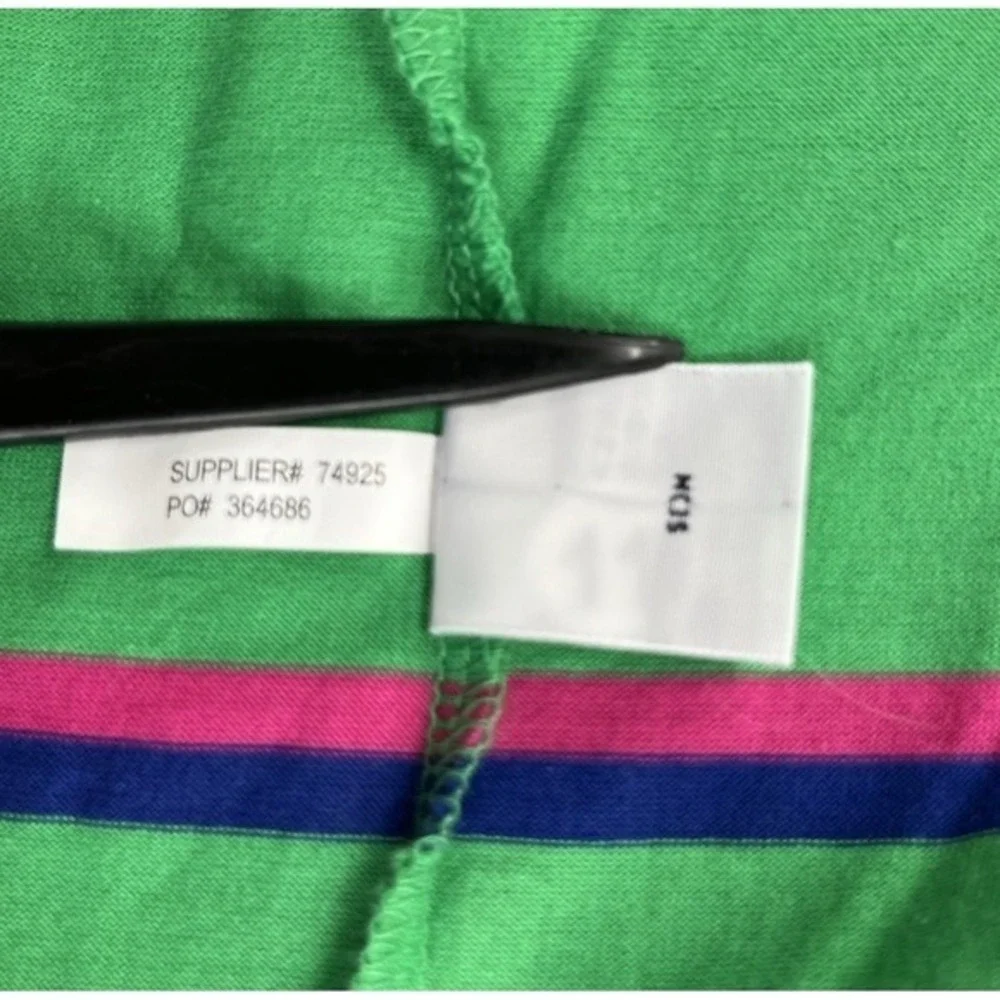 Polo Golf Ralph Lauren Polo Shirt Men XL Green Stripes Regular Hi-Low Slit Pima